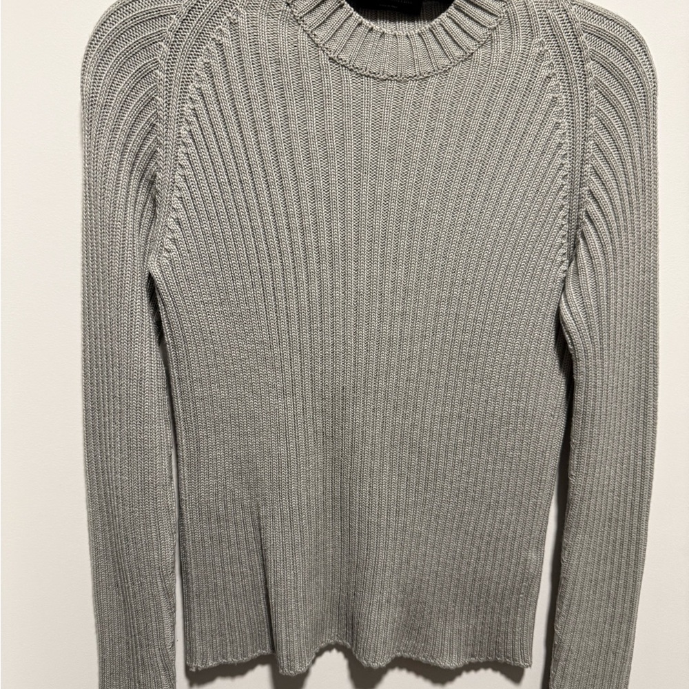 Roberto Collina Women Light Gray Ribbed Sweater Italy Size S 100% Merino Wool